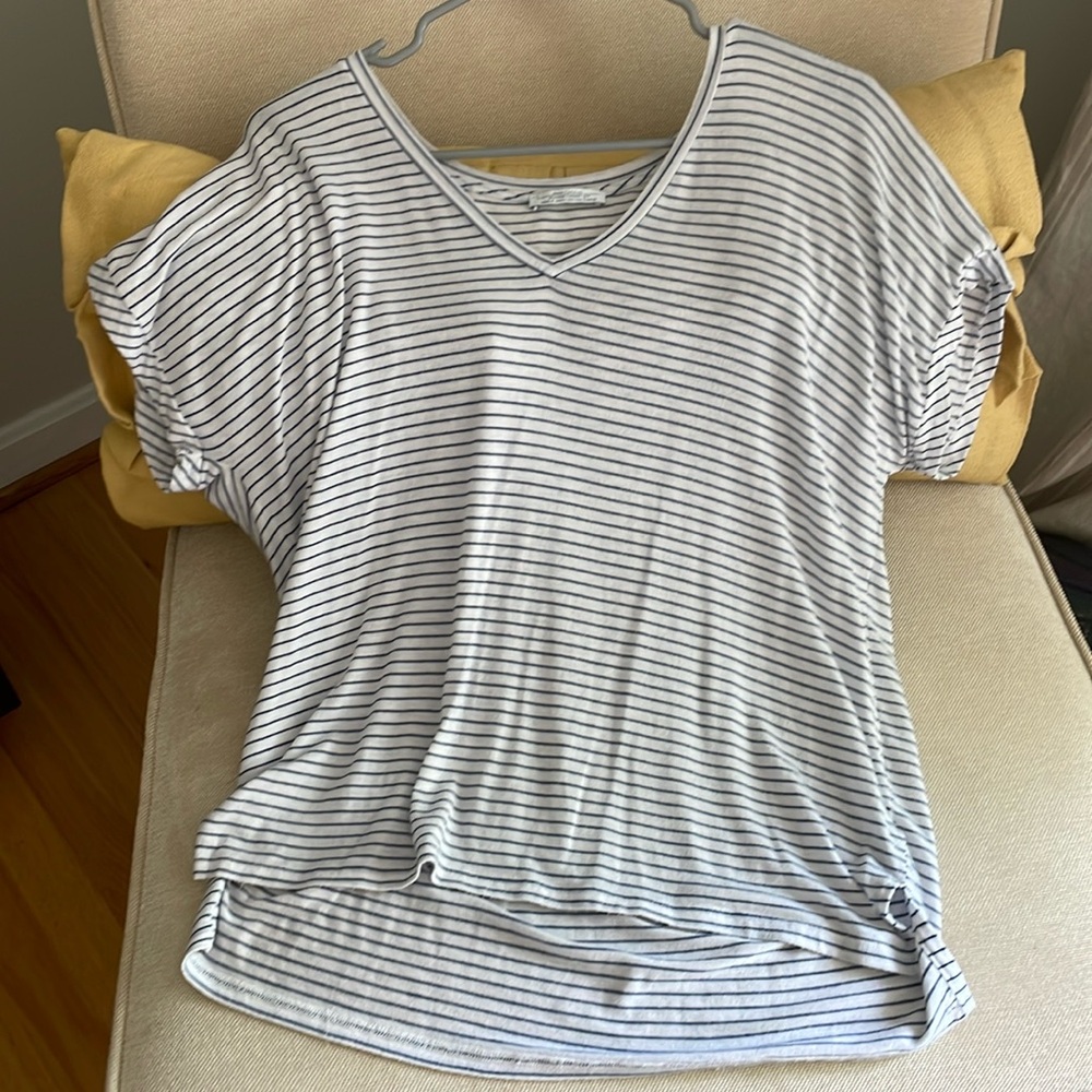 Zara Women’s Dolman Sleeve Top Navy and White Stripe Size Small